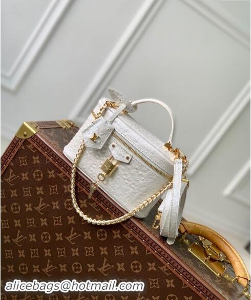 Famous Brand Louis Vuitton Vanity Chain Pouch in Ostrich Embossed Leather N85911 White 2024