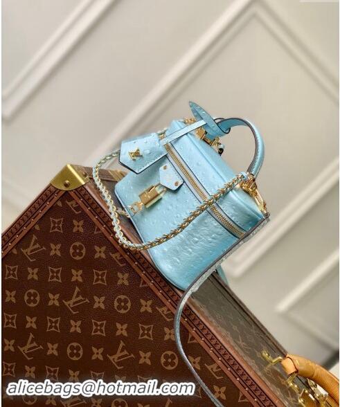 Super Quality Louis Vuitton Vanity Chain Pouch in Ostrich Embossed Leather N85806 Blue 2024