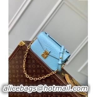 Best Quality Louis Vuitton Pochette Metis East West Shoulder Bag in Ostrich Embossed Leather N85902 Blue 2024