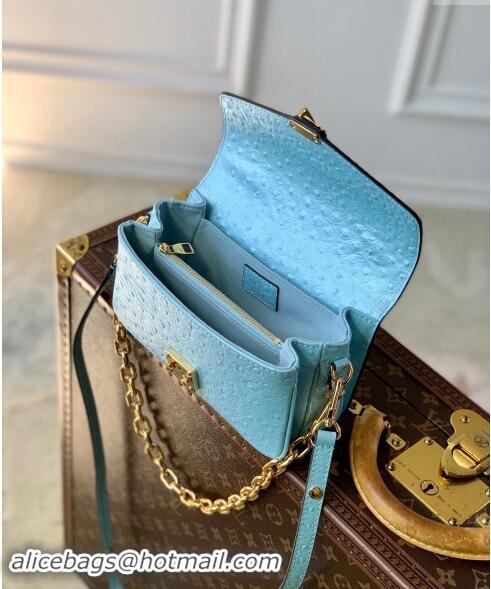 Best Quality Louis Vuitton Pochette Metis East West Shoulder Bag in Ostrich Embossed Leather N85902 Blue 2024