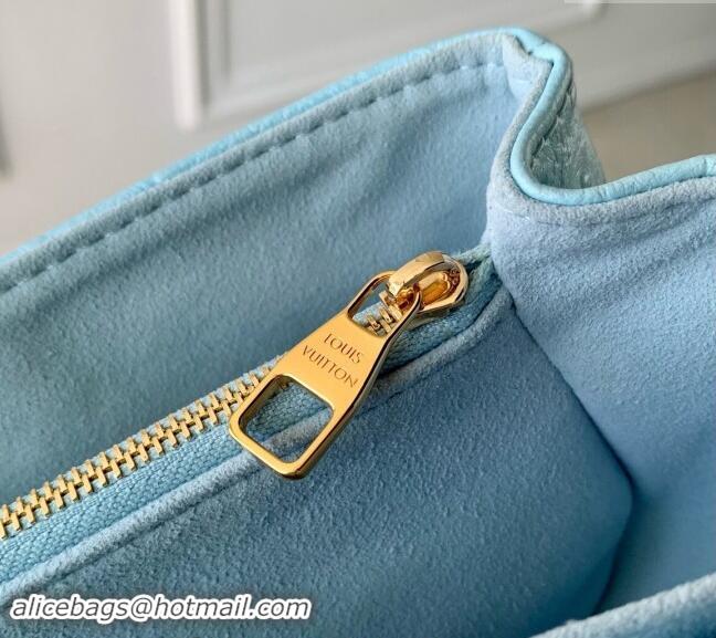 Best Quality Louis Vuitton Pochette Metis East West Shoulder Bag in Ostrich Embossed Leather N85902 Blue 2024