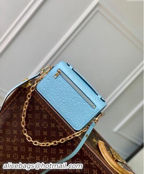 Best Quality Louis Vuitton Pochette Metis East West Shoulder Bag in Ostrich Embossed Leather N85902 Blue 2024