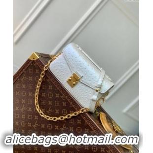 Promotional Louis Vuitton Pochette Metis East West Shoulder Bag in Ostrich Embossed Leather N85902 White 2024