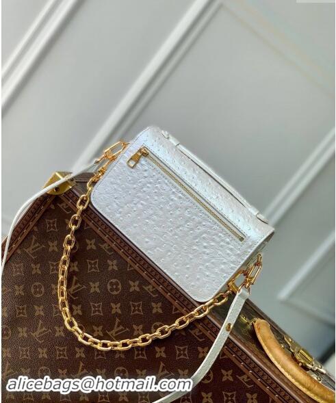 Promotional Louis Vuitton Pochette Metis East West Shoulder Bag in Ostrich Embossed Leather N85902 White 2024