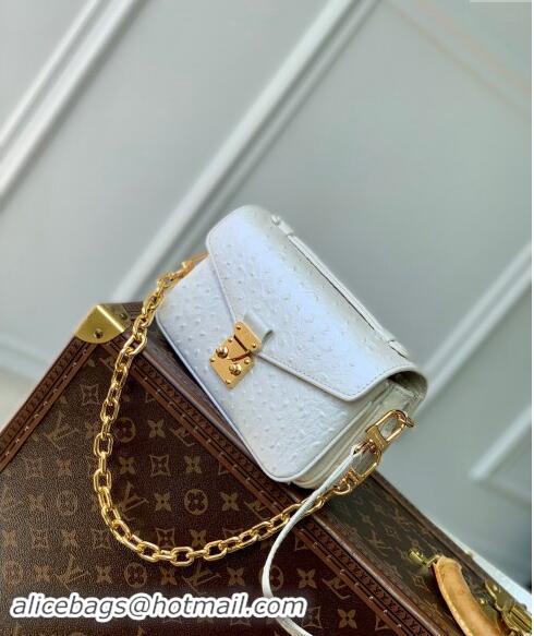 Promotional Louis Vuitton Pochette Metis East West Shoulder Bag in Ostrich Embossed Leather N85902 White 2024