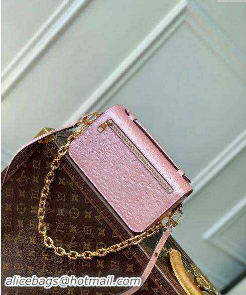 Most Popular Louis Vuitton Pochette Metis East West Shoulder Bag in Ostrich Embossed Leather N85902 Pink 2024