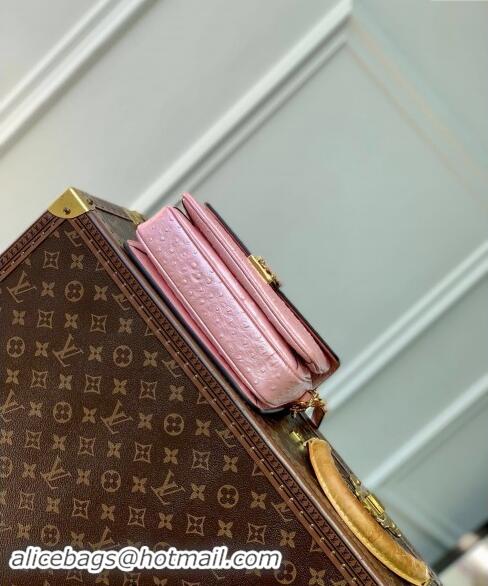 Most Popular Louis Vuitton Pochette Metis East West Shoulder Bag in Ostrich Embossed Leather N85902 Pink 2024