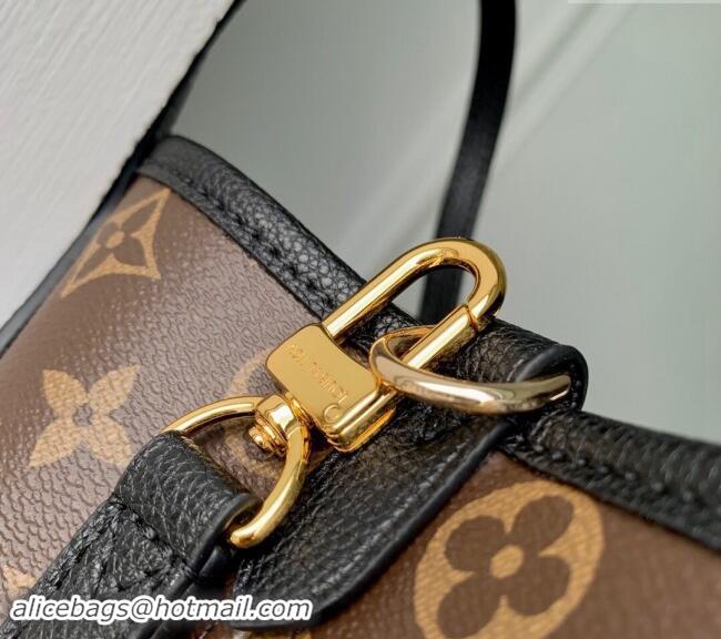 New Design Louis Vuitton Neverfull Bandouliere Inside Out BB Tote bag Black Leather/Monogram Coated Canvas M12099 2024