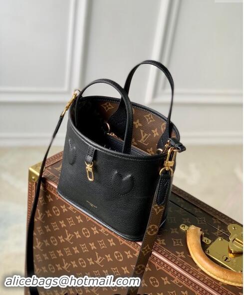 New Design Louis Vuitton Neverfull Bandouliere Inside Out BB Tote bag Black Leather/Monogram Coated Canvas M12099 2024