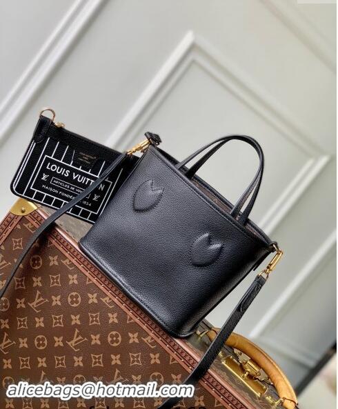 New Design Louis Vuitton Neverfull Bandouliere Inside Out BB Tote bag Black Leather/Monogram Coated Canvas M12099 2024