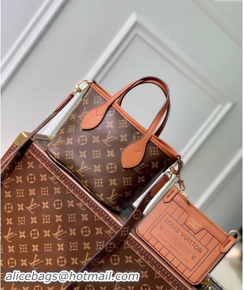 Trendy Design Louis Vuitton Neverfull Bandouliere Inside Out BB Tote bag Brown Leather/Monogram Coated Canvas M12099 202