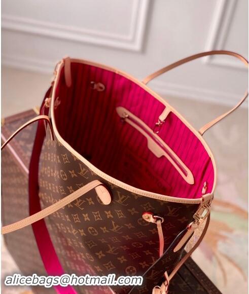 New Cheap Louis Vuitton Neverfull Bandouliere Inside Out MM Tote bag Monogram Canvas/Rose Pink Textile M12257 2024