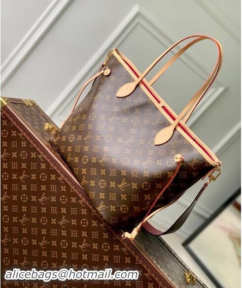 New Cheap Louis Vuitton Neverfull Bandouliere Inside Out MM Tote bag Monogram Canvas/Rose Pink Textile M12257 2024