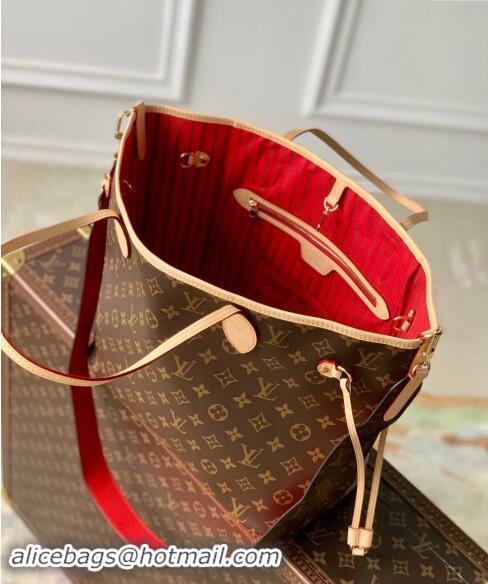 New Fashion Louis Vuitton Neverfull Bandouliere Inside Out MM Tote bag Monogram Canvas M12096 Red Textile 2024