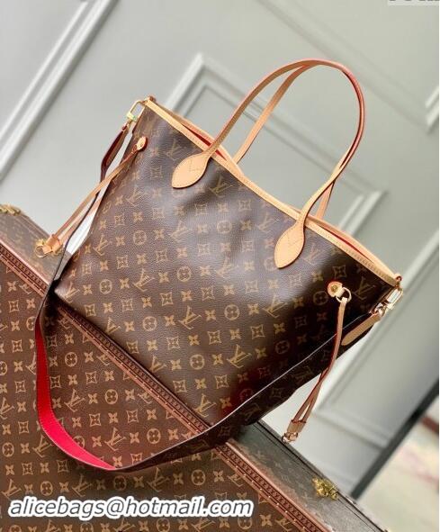 New Fashion Louis Vuitton Neverfull Bandouliere Inside Out MM Tote bag Monogram Canvas M12096 Red Textile 2024