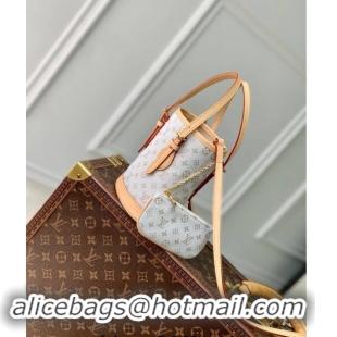 Low Price Louis Vuitton Nano Bucket Bag in Mastic White Jacquard-Woven with Monogram Mini Motif M12317 2024