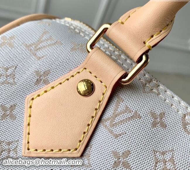 Discount Louis Vuitton Speedy Bandouliere 20 Bag in Mastic White Jacquard-Woven with Monogram Mini Motif M12747 2024