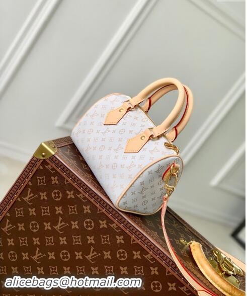 Discount Louis Vuitton Speedy Bandouliere 20 Bag in Mastic White Jacquard-Woven with Monogram Mini Motif M12747 2024