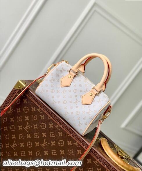 Discount Louis Vuitton Speedy Bandouliere 20 Bag in Mastic White Jacquard-Woven with Monogram Mini Motif M12747 2024