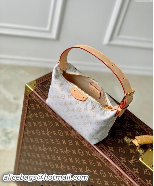 Cheapest Louis Vuitton Hills Pochette Hobo Bag in Mastic White Jacquard-Woven with Monogram Mini Motif M12433 2024