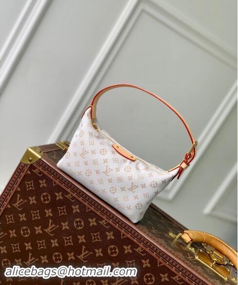 Cheapest Louis Vuitton Hills Pochette Hobo Bag in Mastic White Jacquard-Woven with Monogram Mini Motif M12433 2024