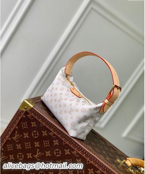 Cheapest Louis Vuitton Hills Pochette Hobo Bag in Mastic White Jacquard-Woven with Monogram Mini Motif M12433 2024