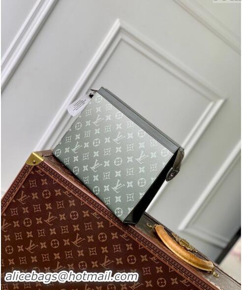 Luxurious Louis Vuitton Pochette Voyage MM Pouch in Khaki Green Monogram Gradient Canvas M61692 2024