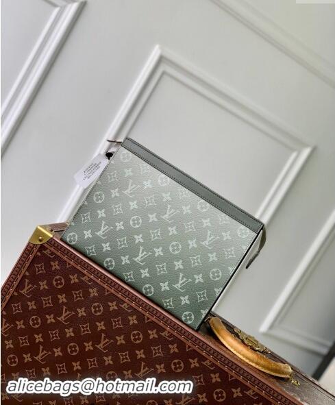 Luxurious Louis Vuitton Pochette Voyage MM Pouch in Khaki Green Monogram Gradient Canvas M61692 2024