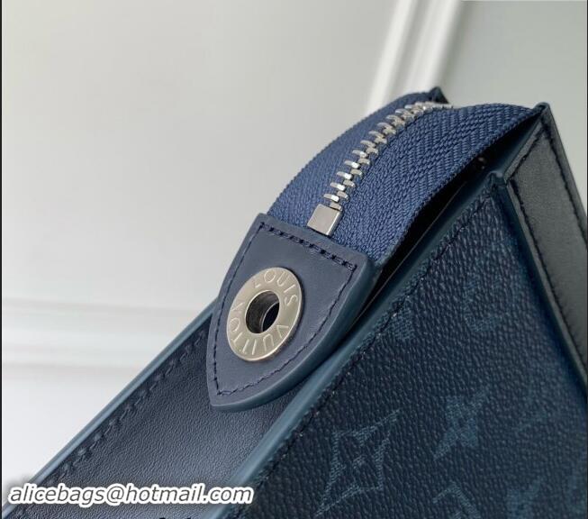 Well Crafted Louis Vuitton Pochette Voyage MM Pouch in Navy Blue Monogram Gradient Canvas M61692 2024