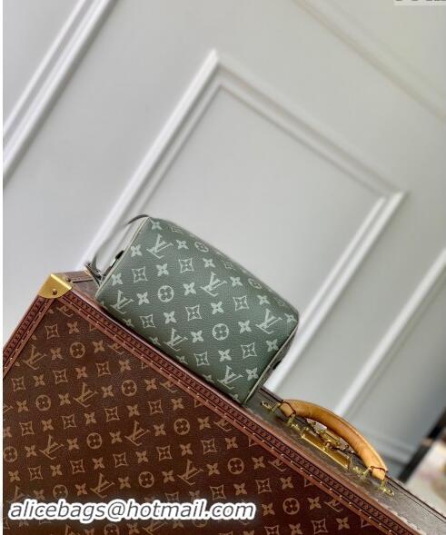 Good Taste Louis Vuitton Locker Dopp Kit Clucth in Khaki Green Monogram Gradient Canvas M11559 2024