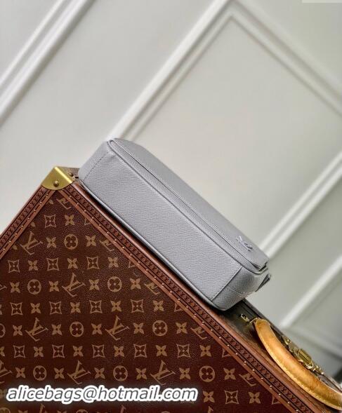 Famous Brand Louis Vuitton District PM Messenger Bag in Taiga Leather M30851 Glacier Grey 2024