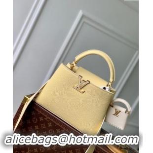 Shop Grade Louis Vuitton MiniMe Capucines BB Bag in Taurillon leather M24575 Banana Yellow 2024