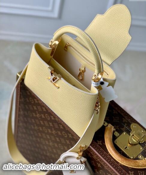 Shop Grade Louis Vuitton MiniMe Capucines BB Bag in Taurillon leather M24575 Banana Yellow 2024