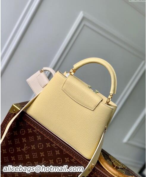 Shop Grade Louis Vuitton MiniMe Capucines BB Bag in Taurillon leather M24575 Banana Yellow 2024