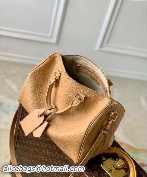 Promotional Louis Vuitton Speedy Soft 30 bag Arizona Beige Supple monogram Empreinte Leather M11323 2024