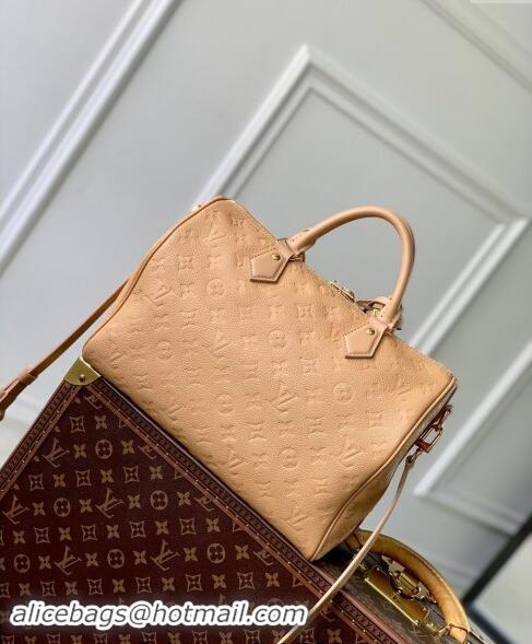 Promotional Louis Vuitton Speedy Soft 30 bag Arizona Beige Supple monogram Empreinte Leather M11323 2024