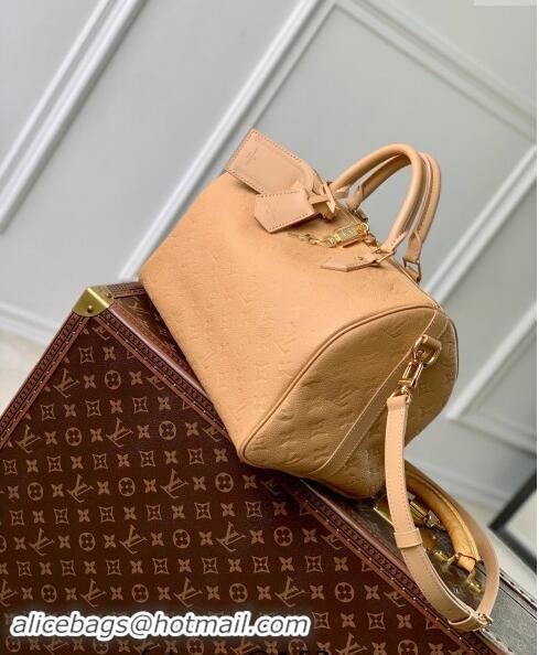 Promotional Louis Vuitton Speedy Soft 30 bag Arizona Beige Supple monogram Empreinte Leather M11323 2024