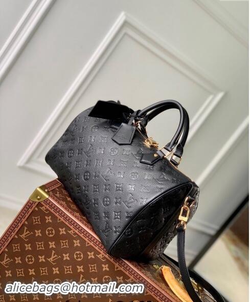 Top Design Louis Vuitton Speedy Soft 30 bag Black Supple monogram Empreinte Leather M47186 2024