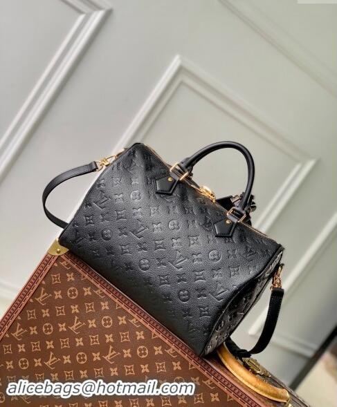 Top Design Louis Vuitton Speedy Soft 30 bag Black Supple monogram Empreinte Leather M47186 2024