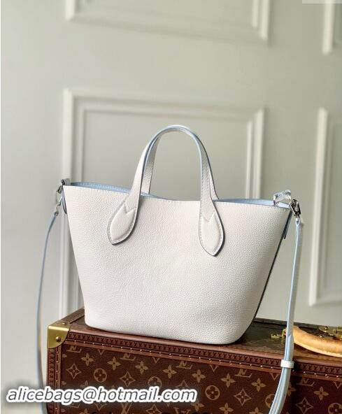 Sophisticated Louis Vuitton Blossom PM Tote Bag in Mahina Perforated Calfskin M11734 White/Blue 2024