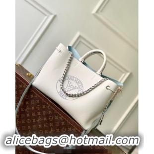 New Release Creation Louis Vuitton Bella Tote Tote Bag in Mahina Perforated Calfskin M11733 White/Blue 2024