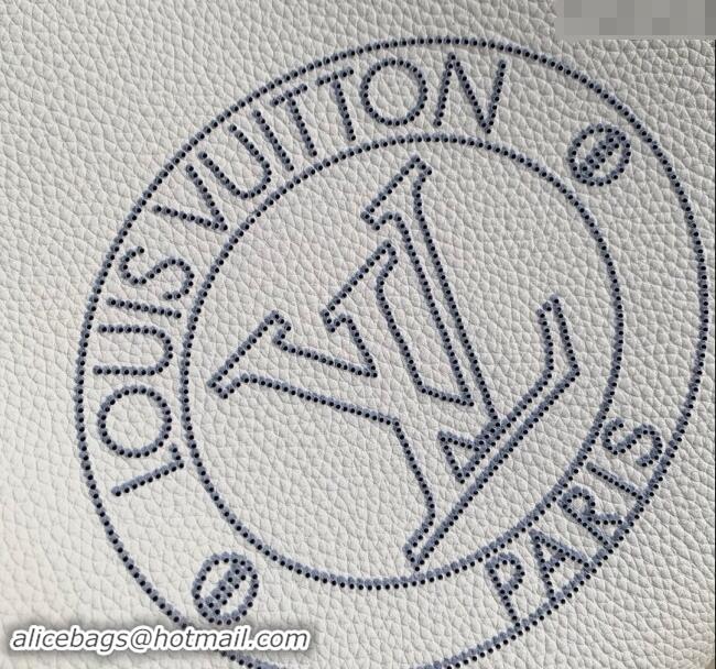 New Release Creation Louis Vuitton Bella Tote Tote Bag in Mahina Perforated Calfskin M11733 White/Blue 2024