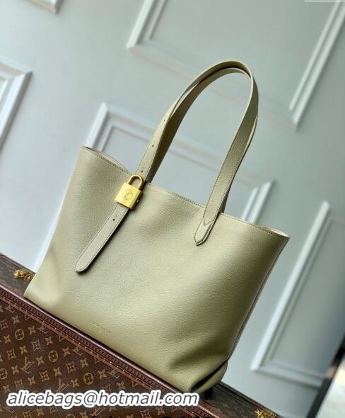 Top Design Louis Vuitton Low Key Cabas MM Tote bag in Grained Calfskin M25343 Clay Green 2024