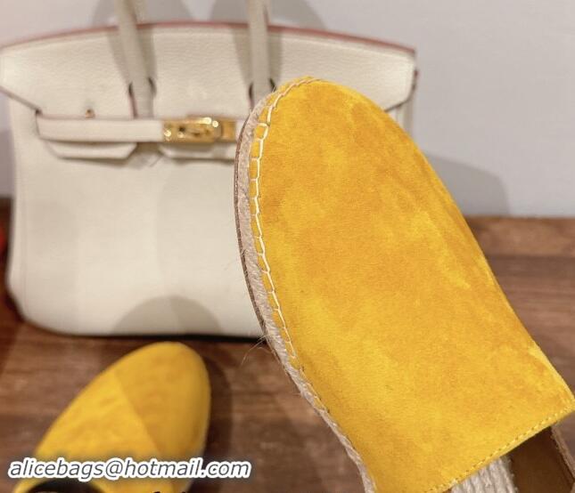 Unique Style Hermes Joven Espadrilles Flat in Patchwork Suede Yellow/Brown 909022