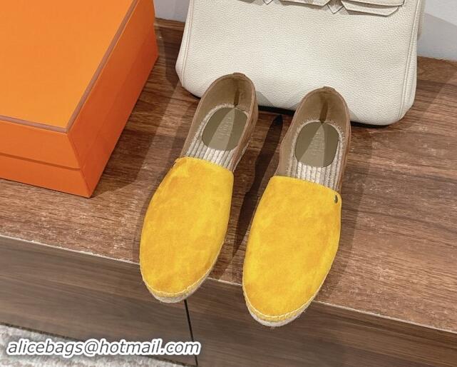 Unique Style Hermes Joven Espadrilles Flat in Patchwork Suede Yellow/Brown 909022