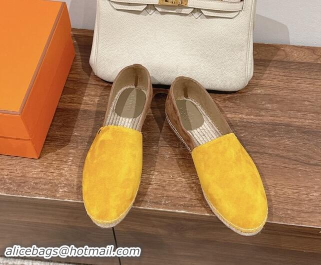 Unique Style Hermes Joven Espadrilles Flat in Patchwork Suede Yellow/Brown 909022