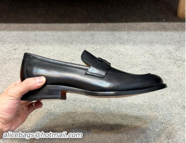 Good Looking Hermes Men's Pairs Loafer in Brushed Calfskin Black 092101