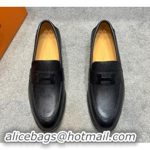 Classic Hot Hermes Men's Pairs Loafer in Epsom Calfskin Black 092105