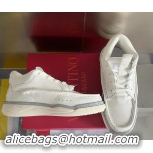 Good Quality Valentino Calfskin Leather Mid-Top Runboot Sneakers White 903064