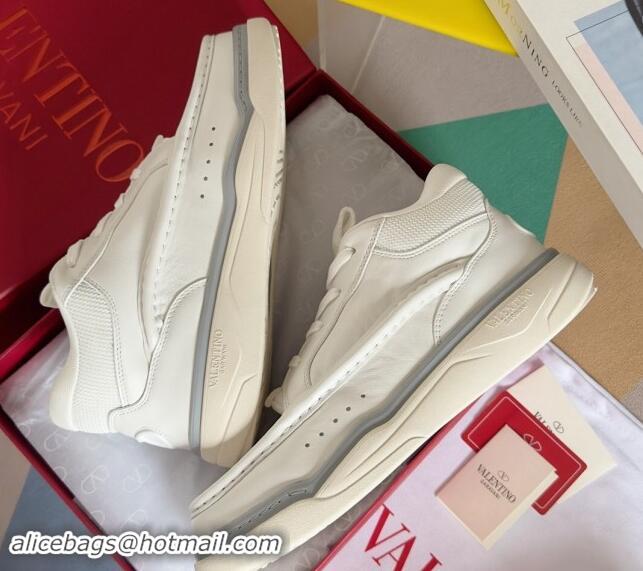 Good Quality Valentino Calfskin Leather Mid-Top Runboot Sneakers White 903064